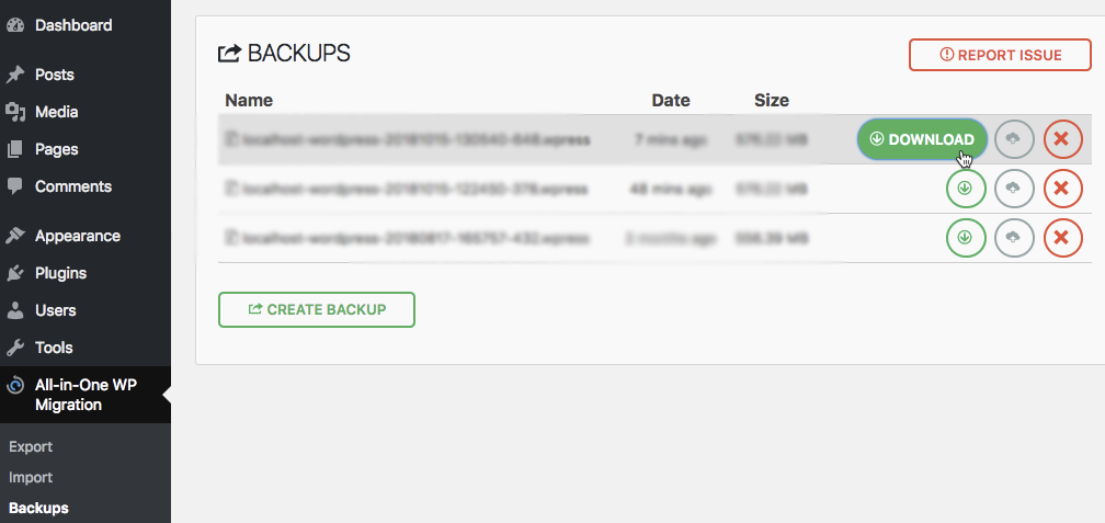 Database backup
