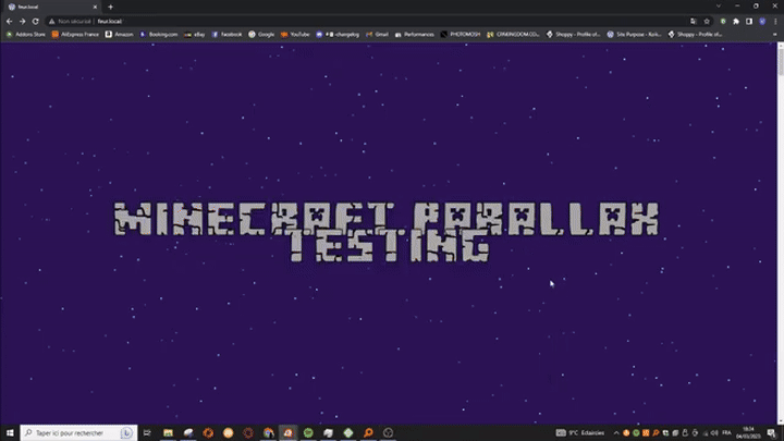 Screenshot of Minecraft parallax scroll experiment